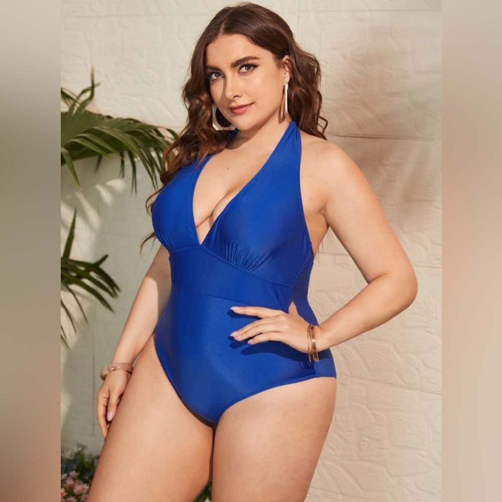 SHEIN- Cobalt Blue Halter One Piece